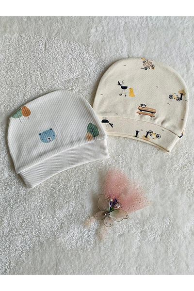 bediş baby clothes 2-Piece Combed Cotton Unisex Baby Hat 0-3 months