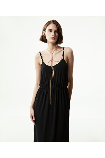 Machka Metal Aksesuarlı Midi Elbise