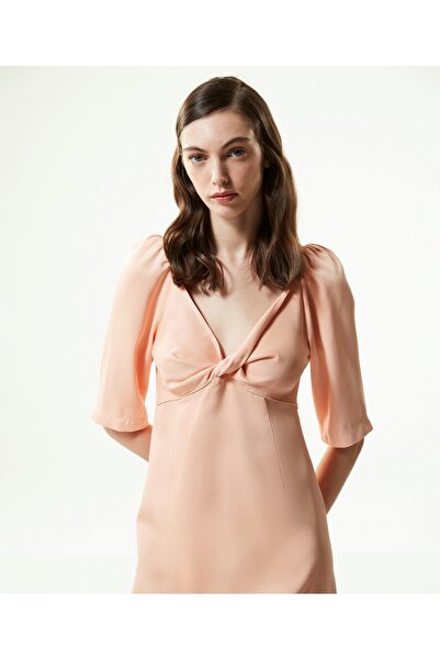 Machka V Yaka Büzgülü Elbise