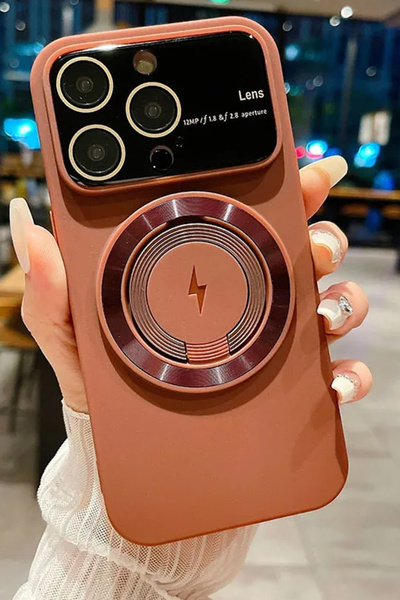 Deilmi IPhone 15 Pro Max Uyumlu Magsafe Destekli Standlı Lens Camlı Mauro Kapak