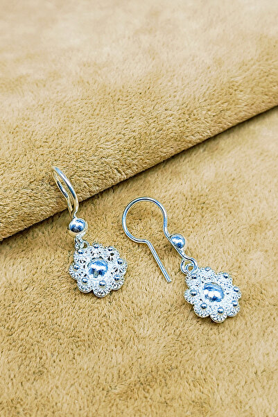 Oruçoğlu Gümüşçülük 925 Ayar Gümüş El İşi Midyat Telkari Bereket Model Kadın Küpe