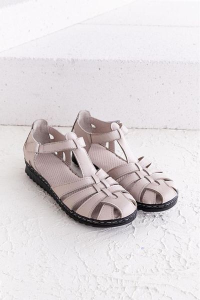 Getcho Γυναικεία σανδάλια από γνήσιο δέρμα Janel Closed Toe Stone – Ρύθμιση στον αστράγαλο, Ορθοπεδική σόλα, Ελαφρύ σανδάλι