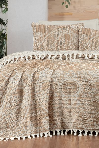 Sarev Dorian Tan Double Cotton Bedspread Set