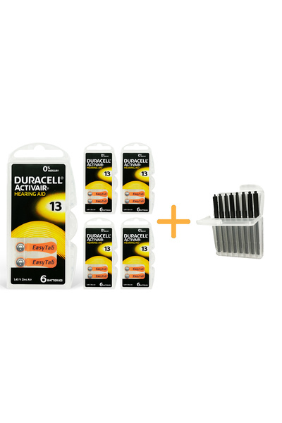 Duracell Activair 13 No İşitme Cihazı Pili (5 Paket x 6 Adet = 30 Adet Pil) +...
