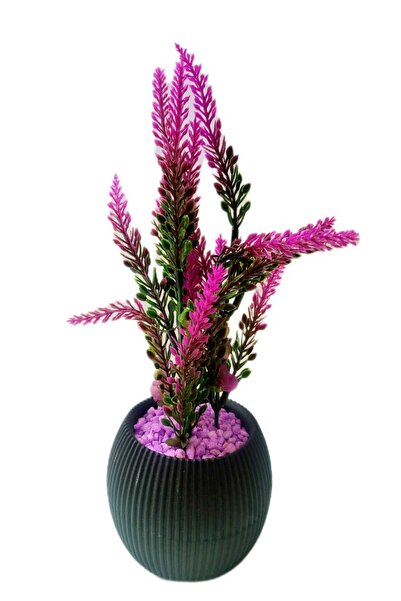 La bella bazar Fuchsia Lavender Artificial Plant in Mini Pot Garnish Purple Stone 17 cm Decorative Bathroom Kitchen Table Flower