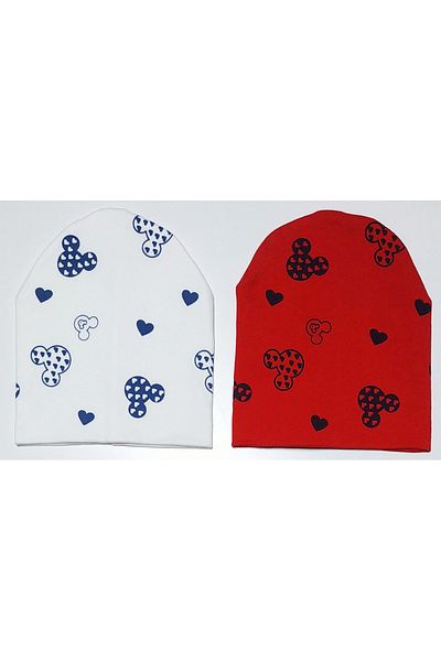 neocotton Double Layer Cotton Mini Printed 2-Piece Combed Cotton Baby Kids Beanie