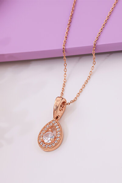 Miavi Silver 925 Ayar Gümüş Rose Damla Kolye