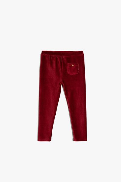 Koton Mädchen Baby Basic Leggings aus Samt mit Taschendetail und elastischem Bund 4WMG40154AK