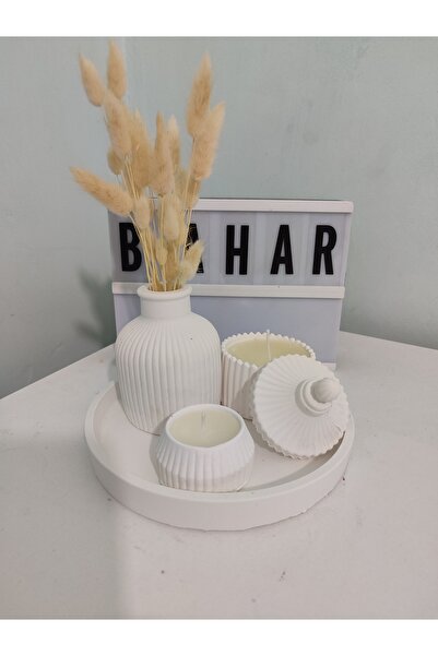 hayal tasarım Beyaz Renk Özel Tasarım Kokulu Mum Ve Vazo Aksesuar Seti Çiçek ...