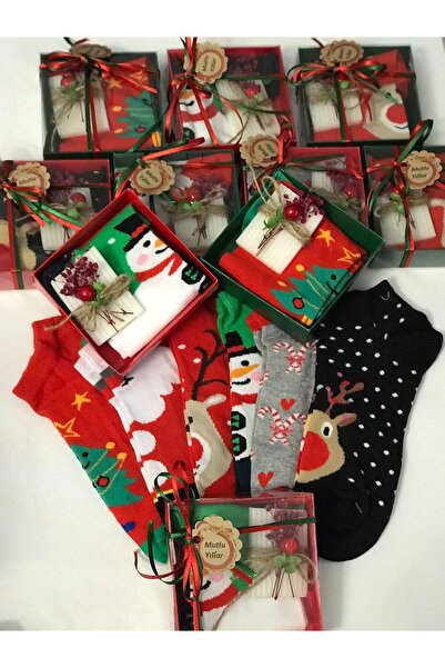 forevers Özel Kutusunda Hediyelik Yılbaşı Seti Çorap ve El Yapımı Sabun (2 Adet)