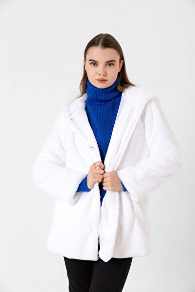 Benedetto Γυναικείο βελούδινο γούνινο παλτό με κουκούλα