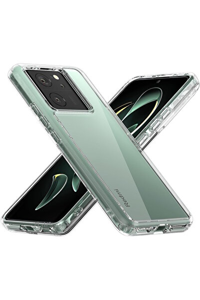 m.tk moveteck Xiaomi Mi 13T & Mi 13T Pro Kılıf Kamera Çıkıntılı Arkası Şeffaf Sert Silikon Arka Kapak Clear