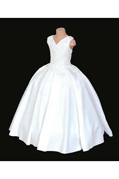 Ege Kostüm فستان سهرة من الساتان مزين بالدانتيل - فستان زفاف