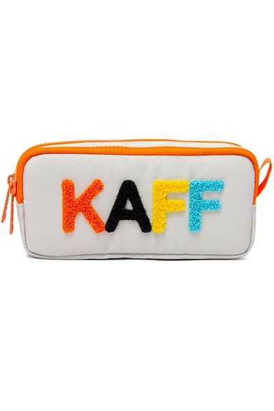 KAFF 01108 Πέτρινο Χρώμα Πορτοκαλί Φερμουάρ Αδιάβροχο Bondit Υφασμάτινο Λούτρινο Εκτυπωμένο Διπλό Θήκη για στυλό
