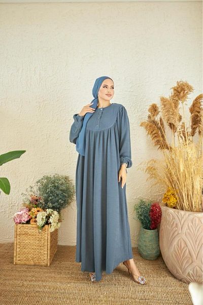 Nissra Indigo πλεκτό μουσουλμανικό φόρεμα - Ankanoor Anka 250101