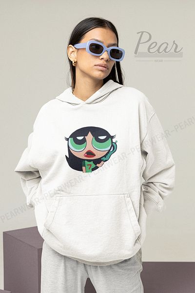 Pear Wear Дамски извънгабаритен суитчър Powerpuff Girls с щампа Buttercup
