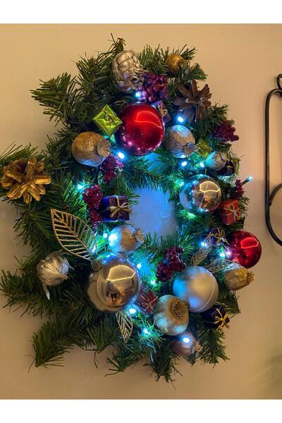 ÇiçekGarajBahçe Büyük Boy Yılbaşı Çelenk/yılbaşı Süsü/ışıklı Yılbaşı Çelengi/yılbaşı Duvar Süsü/yılbaşı Kapı Çelengi