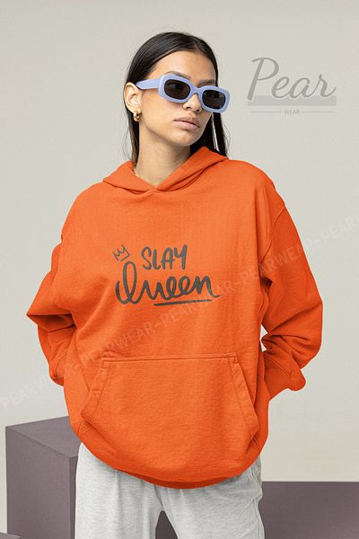 Pear Wear Γυναικείο φούτερ με κουκούλα Slay Queen Printed Oversize - 3 Thread Raster