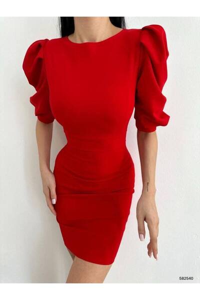 Varyete Prenses Kol Sırt Dekolteli Mini Boy Elbise Düğün Nişan Söz Mezuniyet Davet