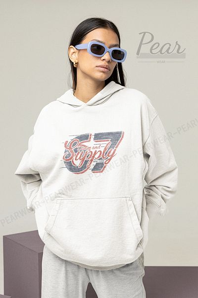 Pear Wear Supply Printed Γυναικεία φούτερ με κουκούλα με 3 νήματα Raster Oversize