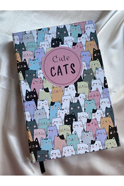 Kedi Tasarımlı Kitap Görünümlü Defter