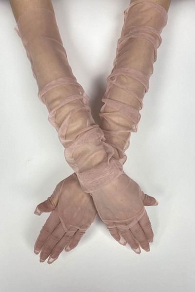 Hayalperest boncuk Powder 10 Pieces Bridal Gloves Tulle Gloves Wedding/Wedding/Party Gloves