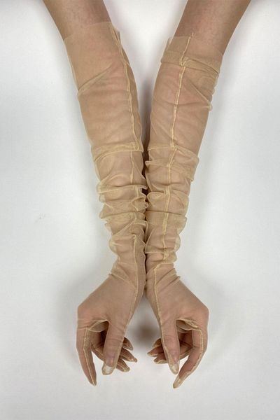 Hayalperest boncuk 10 Pieces of Bridal Gloves - Nude Colored Tulle Gloves Wedding/Wedding/Party Gloves