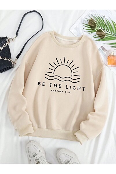 over head oh Ženska bež majica sa kratkim rukavima "Be The Light" Štampano