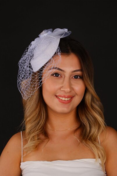 Hayalperest boncuk Kırık Beyaz Vualet Nikah Şapkası Canel Gelin Aksesuarı