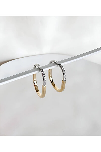 Sujewelry Yeni Sezon Tiff Lock Model Zirkon Taşlı Çelik Küpe