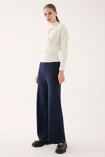 Perspective Γυναικεία πλεκτή μπλούζα İllas Regular Fit Standard Size Ecru Color
