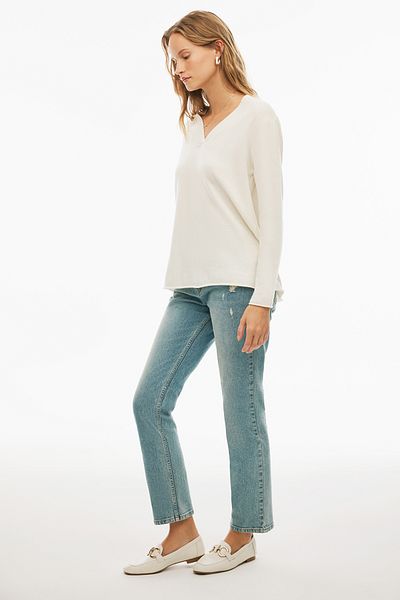 Perspective Γυναικεία πλεκτή μπλούζα Mayra Regular Fit Standard Size Ecru Color