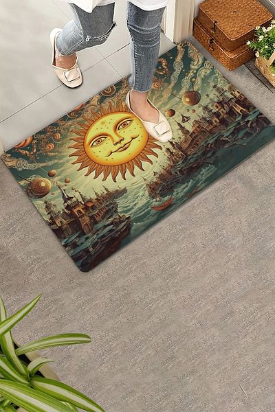 Valerine Life Surrealism Sun Themed Door Mat 45x70cm