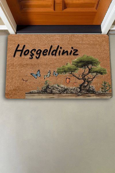 Valerine Life Olive Tree and Butterflies Welcome Door Mat 45x70cm
