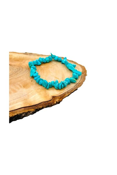 AKSESUARONE TURQUOISE TURQUOISE NATURAL STONE BRACELET WITH THICK RUBBER LINE
