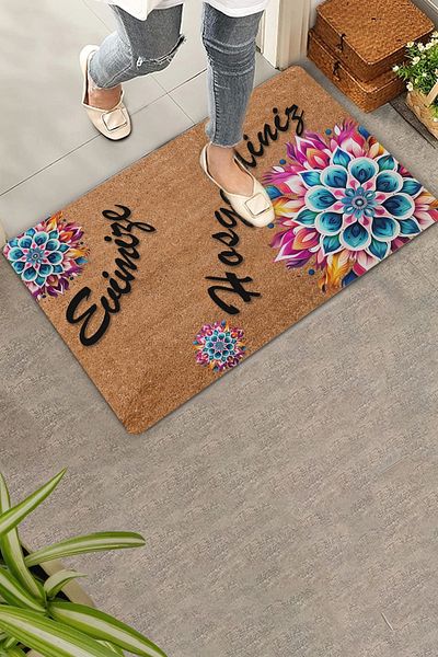 Valerine Life Mandala Blue Floral Welcome to Our Home Door Mat 45x70cm