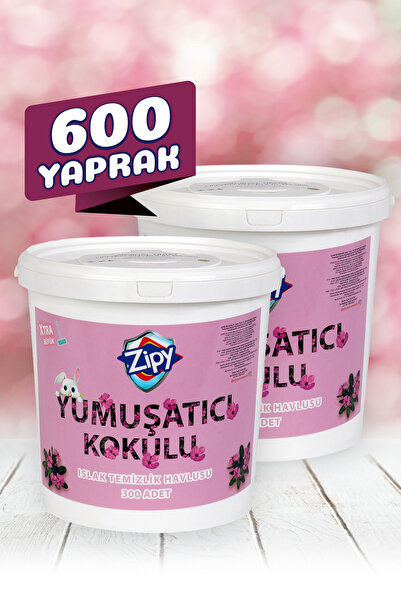 zipy 2'li Yüzey Temizlik Havlusu Yumuşatıcı Kokulu Islak Kova Mendil 600 adet...
