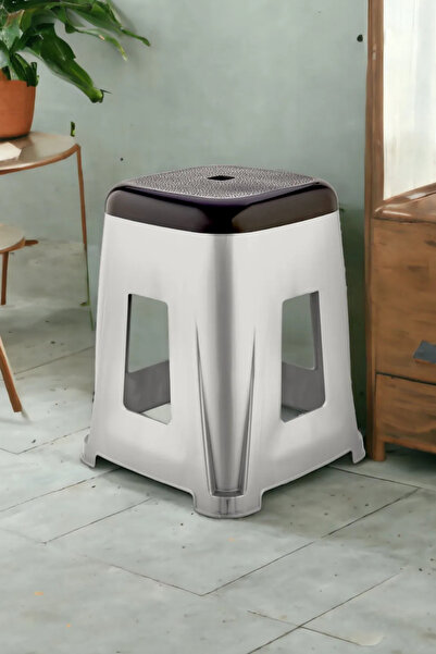 Bayev 1 Adet Antrasit-siyah Milan Tabure Sert Plastik Mutfak Bahçe Taburesi Mrd898