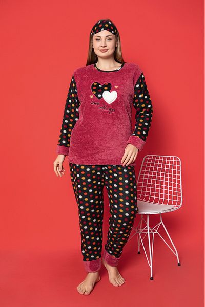 Asel Σετ Πιτζάμες Plus Size Fleece
