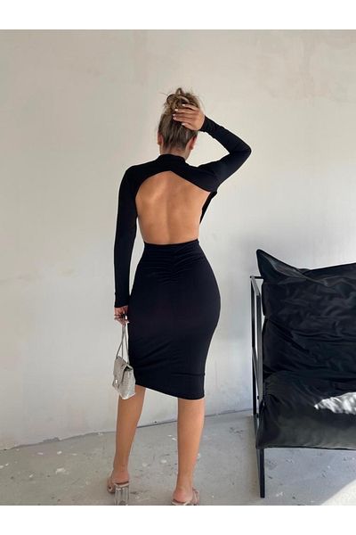 MAYHOŞ BUTİK Rochie de dama cu lungime midi la spate decoltat