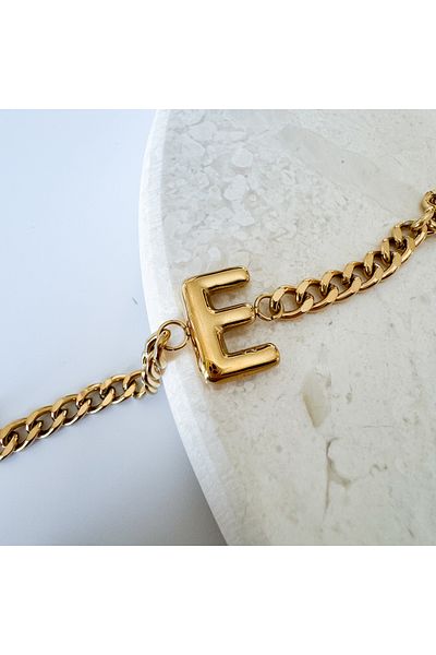 CHARMLUCKY Steel bombed letter E bracelet
