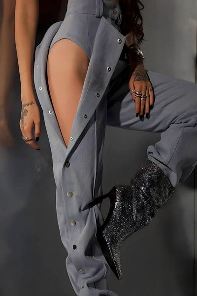 Fashiontayt 3 Thread Side Snap Pants with Back Pocket