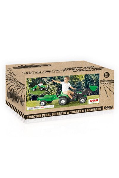 Dolu 8048 Ranchero Römorklu Pedallı Traktör Yeşil Çocuk Traktör