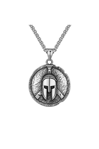 Viking Gladiator - Medallion Tarnish Stainless Helmet Shield 316L Men's Necklace