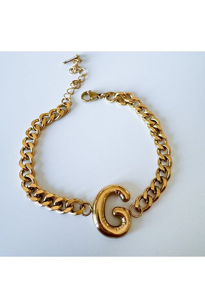 CHARMLUCKY G letter bracelet with steel grenade