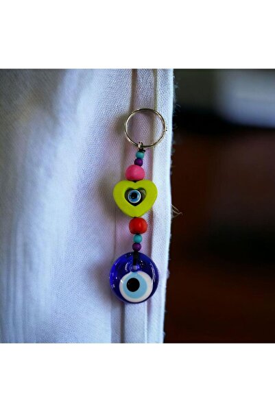 Mixperi Evil Eye Beaded Green Color Heart Keychain in Gift Box