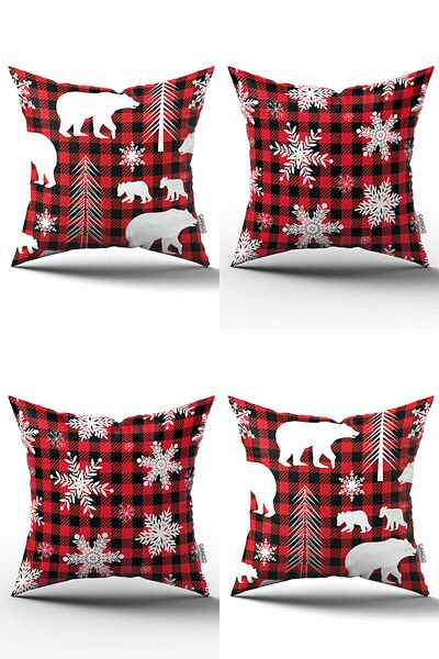 Cango Home Red New Year Themed 4 Pieces Digital Printed Dijilen Case Set 4Kmbs-Cgh302-328