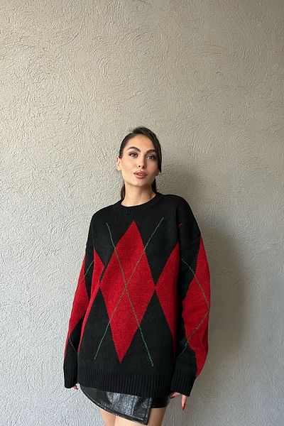 Seda Yalçın Atelier Pulover cu guler cu model diamant negru