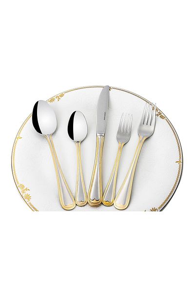 Mikasa Moor Bellissimo Gold 30 Piece Fork Spoon Knife Set