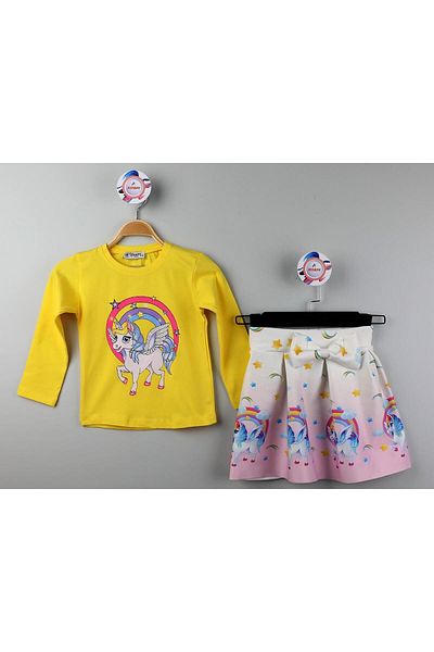 Fox Life Kids Unicorn Printed Girl's Skirt Suit 3205
